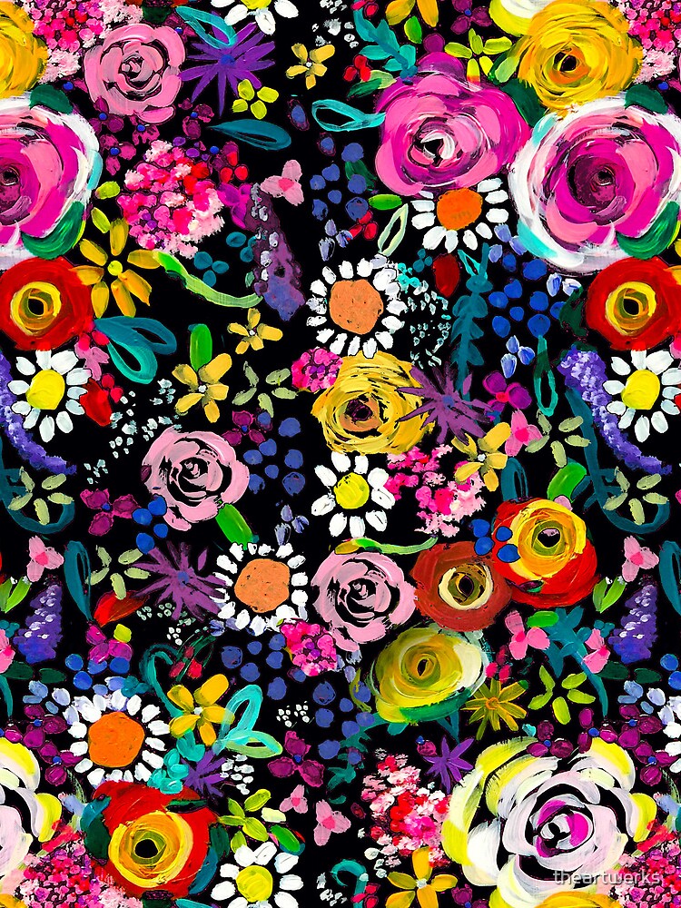 Thumbnail 4 of 4, Mini Skirt, Les Fleurs Vibrant Floral Painting Print designed and sold by theartwerks.