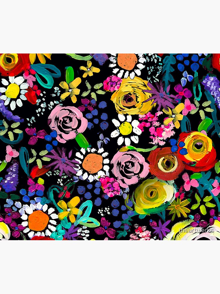 Les Fleurs Vibrant Floral Painting Print by theartwerks