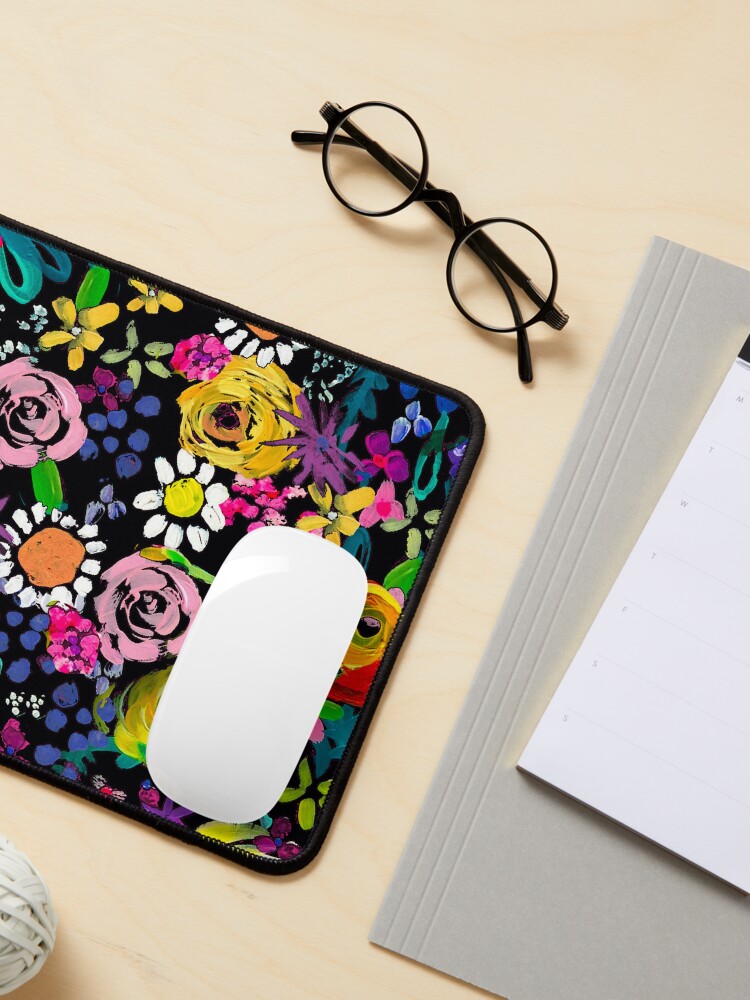 Alternate view of Les Fleurs Vibrant Floral Painting Print Mouse Pad