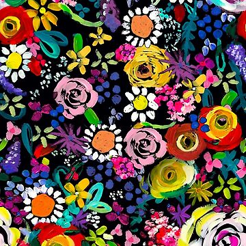 Artwork thumbnail, Les Fleurs Vibrant Floral Painting Print by theartwerks