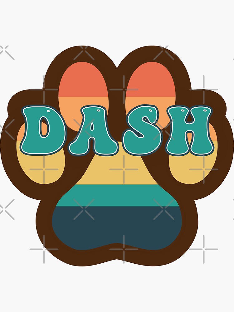 "Dash Dog Name Vintage Sunset Paw Prints on Brown Dash Dog Name