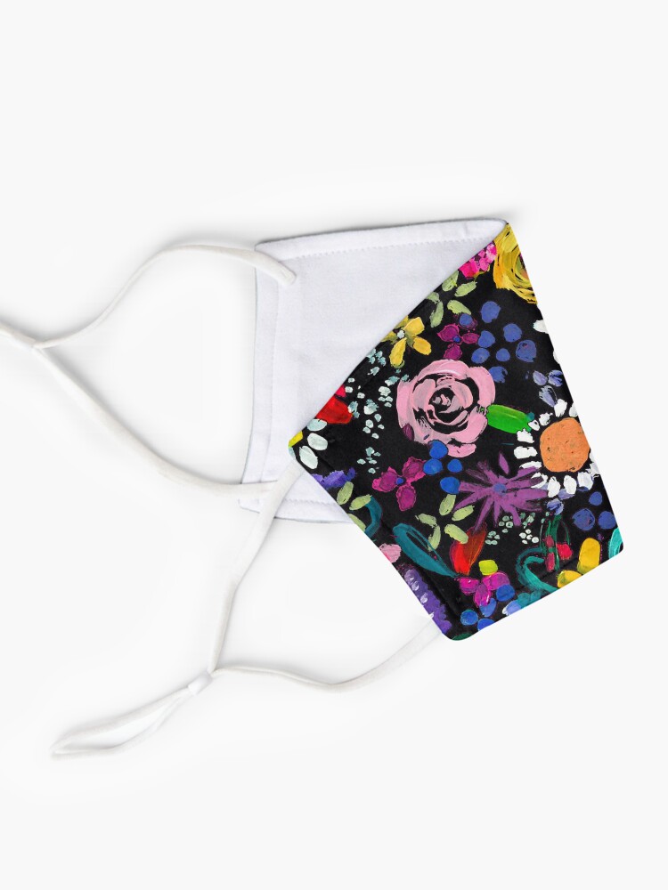 Alternate view of Les Fleurs Vibrant Floral Painting Print Mask