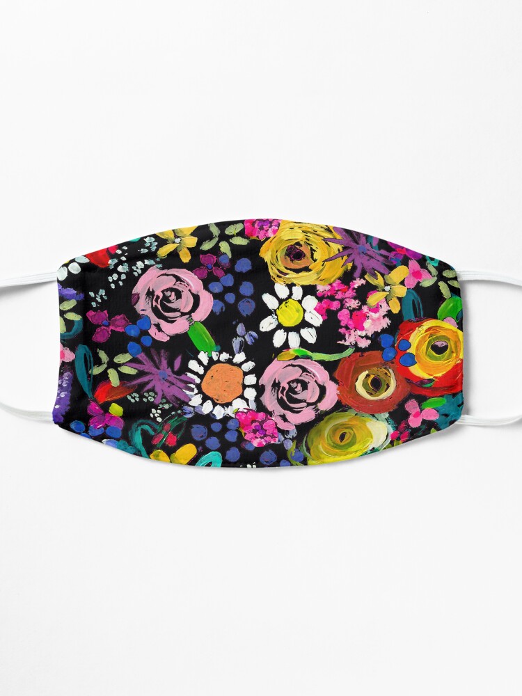 Alternate view of Les Fleurs Vibrant Floral Painting Print Mask