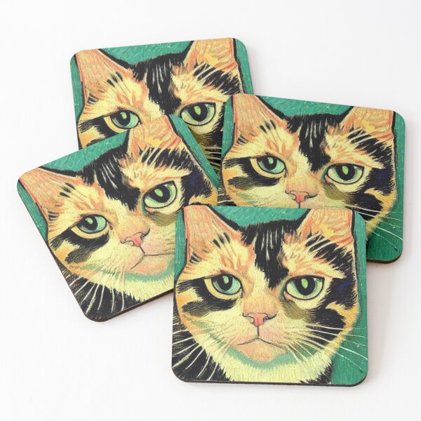 Item preview, Yellow and black cat portrait paint v2 designed and sold by FineArtLoverr.