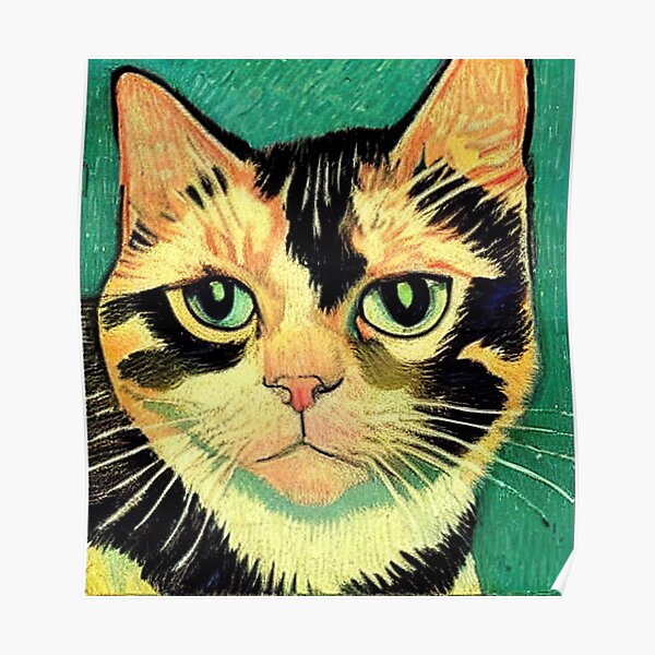 "Yellow and black cat portrait paint v2" Poster for Sale by