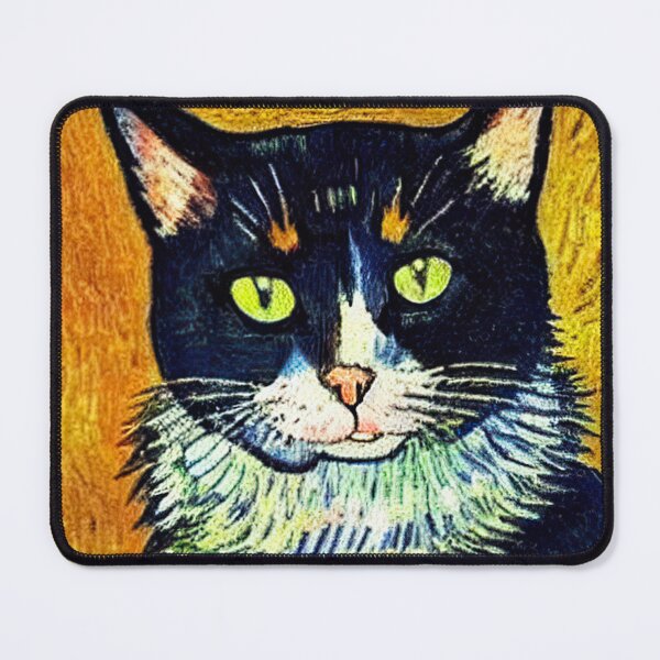 Item preview, Black cat with yellow background portrait paint designed and sold by FineArtLoverr.