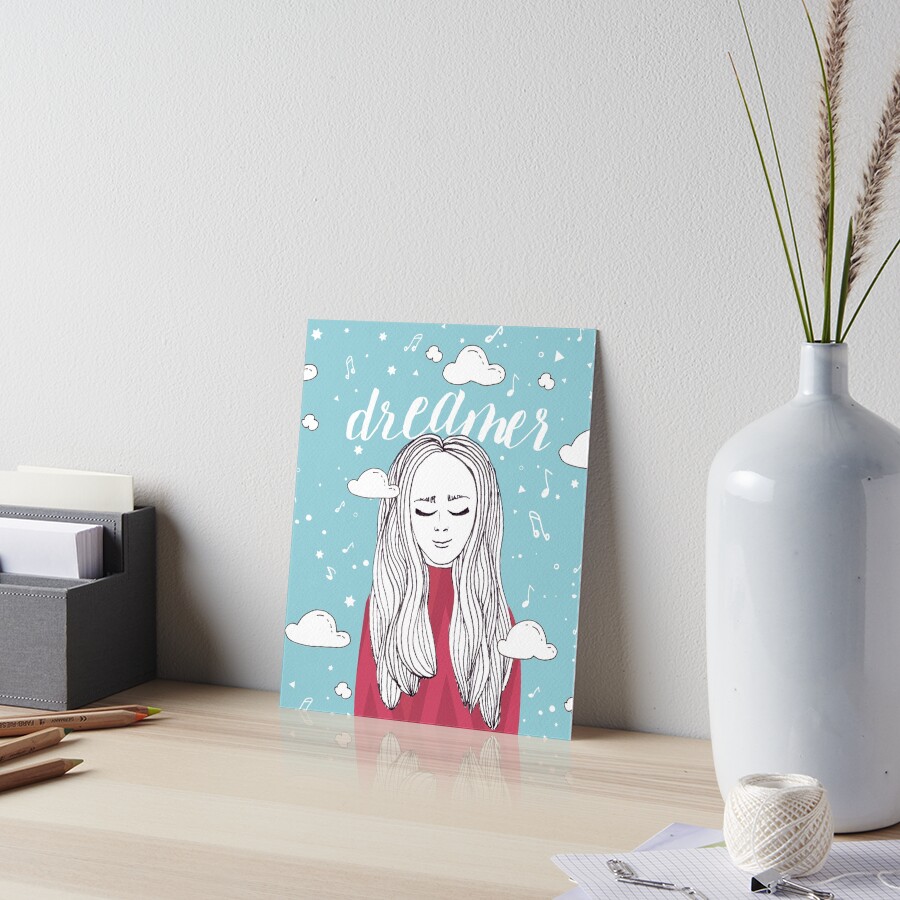 Dreamer Girl - Illustration Art Board Print