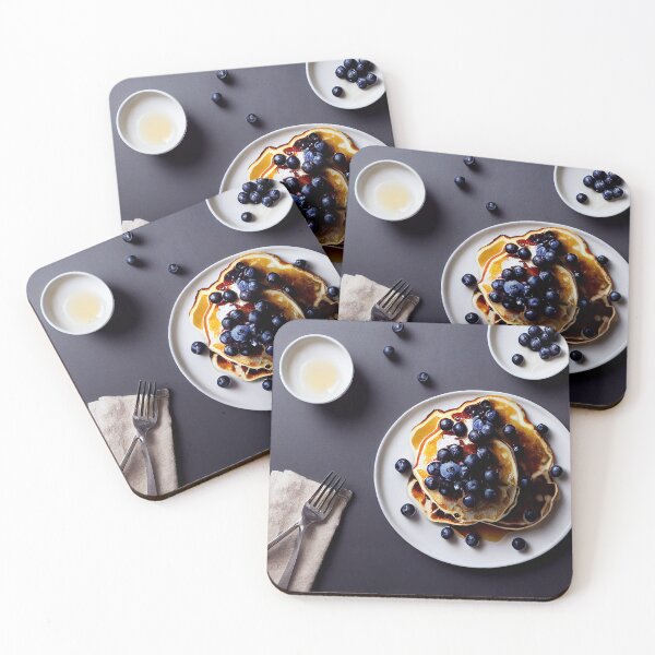 Item preview, Maple syrup dripping onto blueberry pancakes, food photography, computer AI generated art designed and sold by SvetlanaSF.