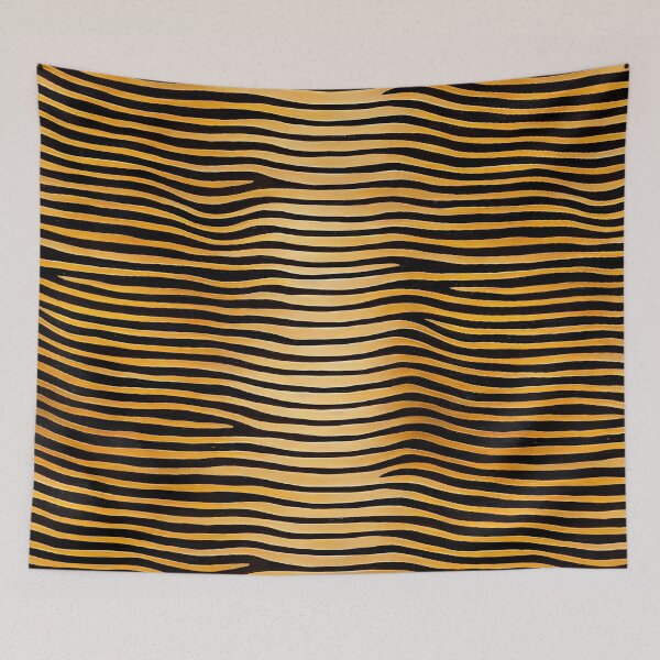 Aperçu de l'œuvre Motif imprimé animal rayé moderne abstrait minimaliste vagues noires et oranges créée et vendue par CrowBerryCream.