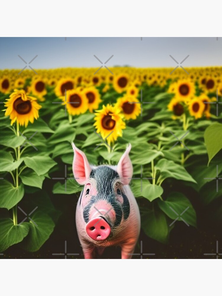 "Pig in a Sunflower Field" Poster for Sale by TrapperWeasel Redbubble