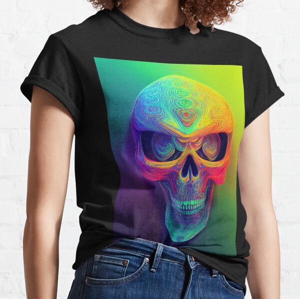 ¡Un cráneo trippy del fractal! Camiseta clásica