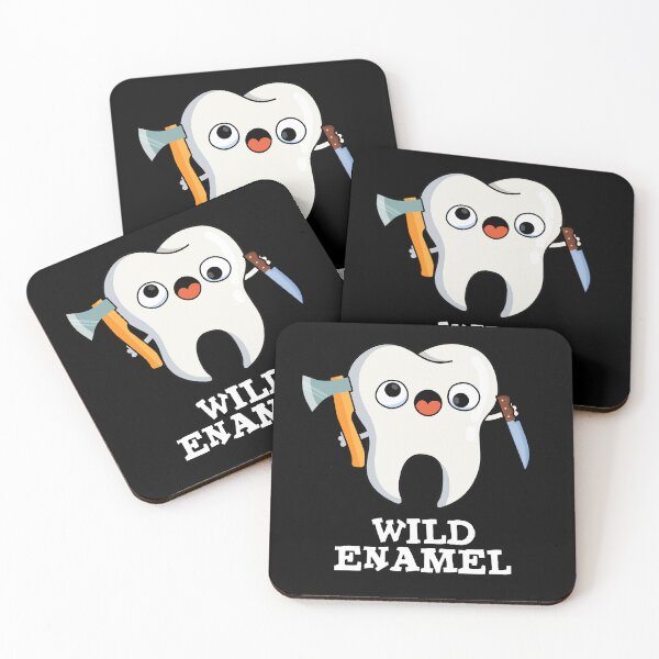 Item preview, Wild Enamel Funny Wild Animal Tooth Puns (Dark BG) designed and sold by punnybone.