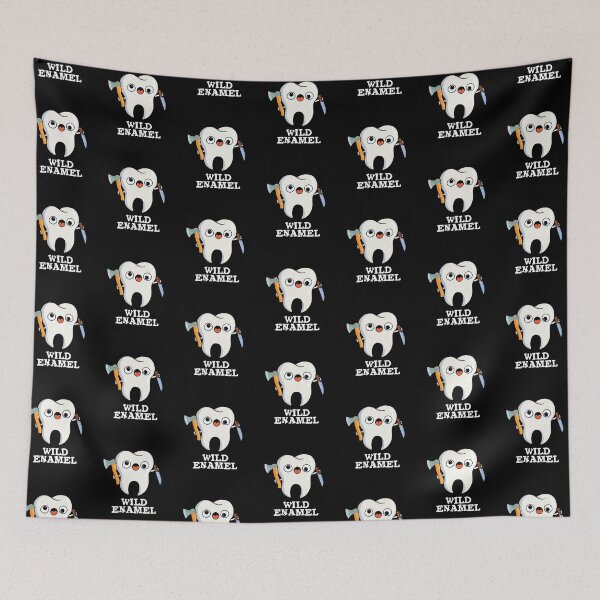 Item preview, Wild Enamel Funny Wild Animal Tooth Puns (Dark BG) designed and sold by punnybone.