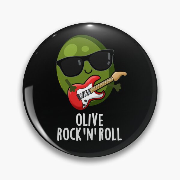 Item preview, Olive Rock And Roll Funny Rocker Olive Puns (Dark BG) designed and sold by punnybone.