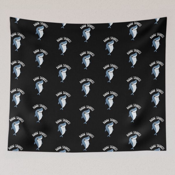Item preview, Awww Sharks Funny Animal Puns (Dark BG) designed and sold by punnybone.