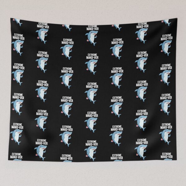 Item preview, Extreme Mako-ver Funny Shark Puns (Dark BG) designed and sold by punnybone.