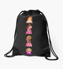 All 8 Bit Peach Drawstring Bag