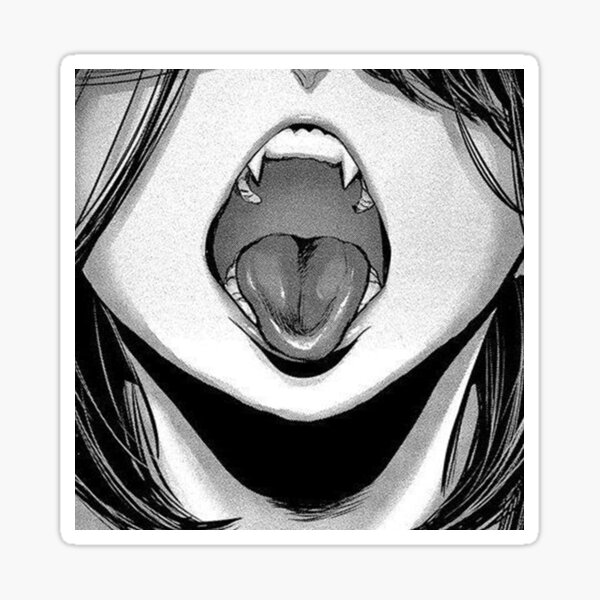 ahegao mouth hentai anime Sticker for Sale by Mitsuoo