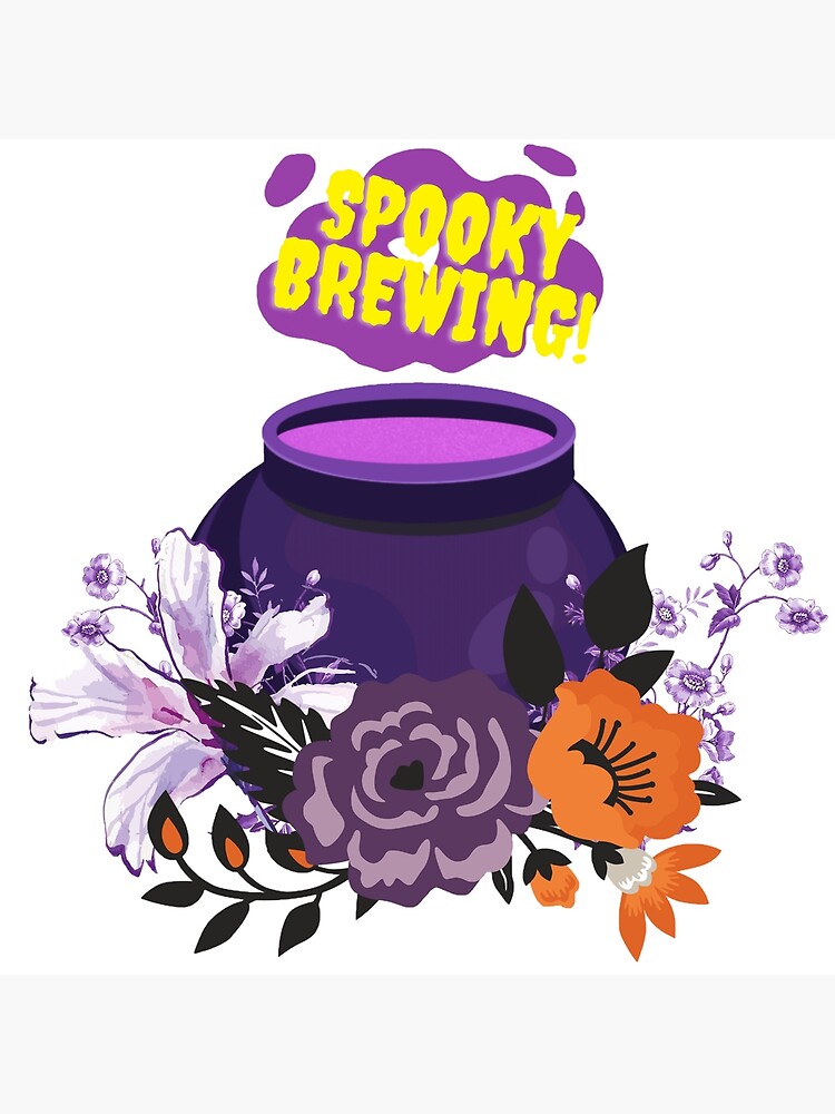 "Spooky Brewing Halloween Sticker" Poster for Sale by ZaraSadaf Redbubble