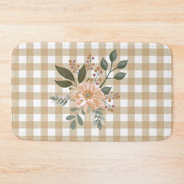 Item preview, Floral Tan Buffalo Check designed and sold by Tamas Das.