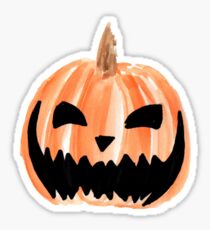 Spooky Jack-o-Lantern Watercolor Pumpkin Sticker