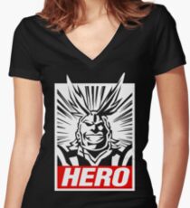 Boku No Hero Academia - All Might Women's Fitted V-Neck T-Shirt