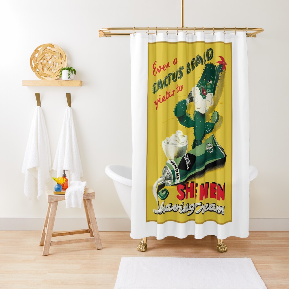 Israel, Poster. Shemen Shaving Cream. Shower Curtain