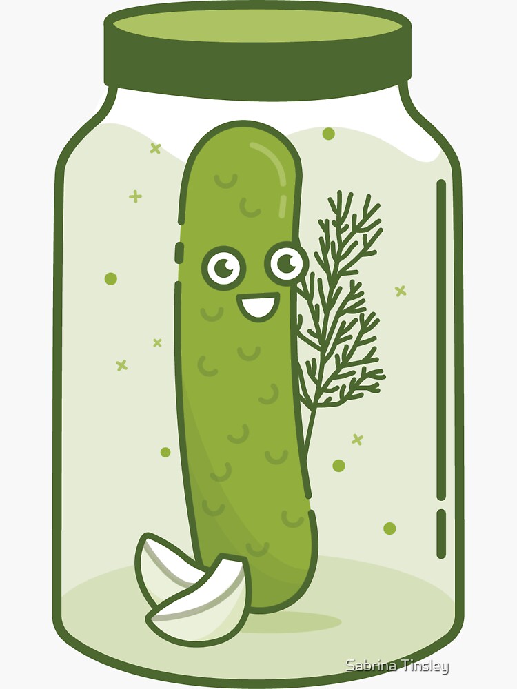 "Classic Dill Pickle in Jar" Sticker for Sale by sabtindesigns Redbubble