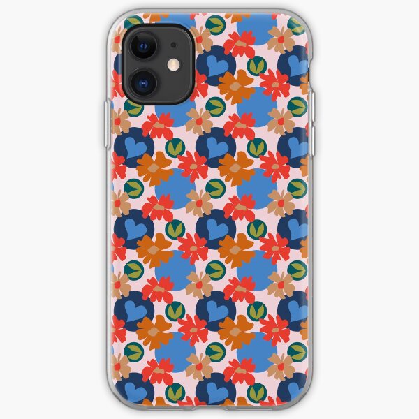 Fashionable Autumn Fall Floral Heart Leaves Dots Pattern iPhone Soft Case