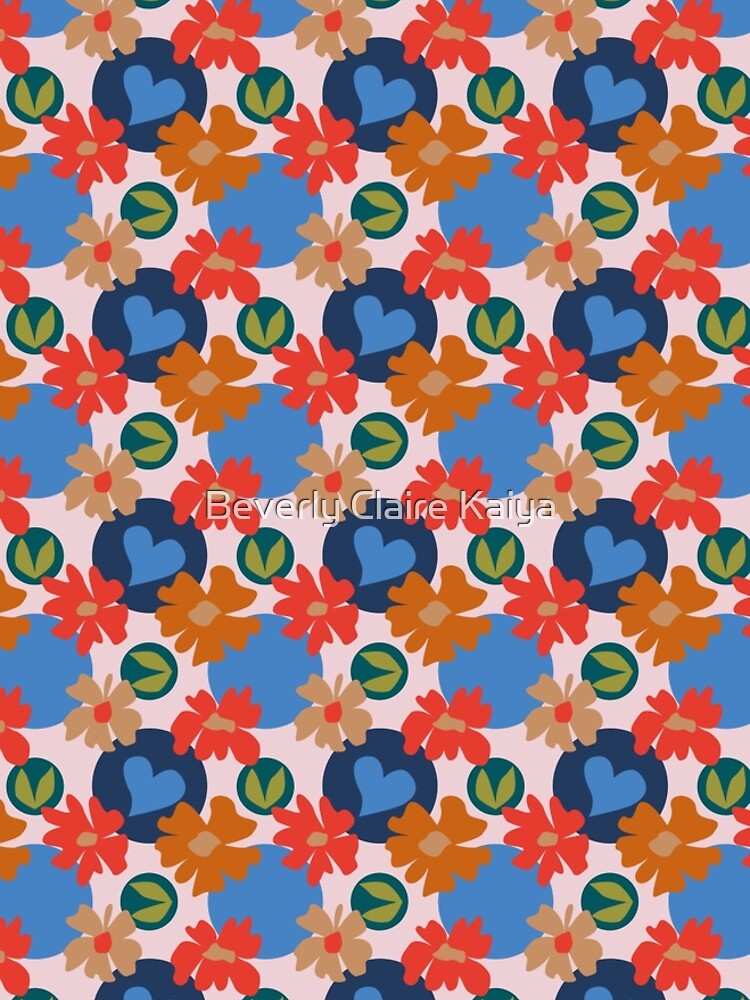 Fashionable Autumn Fall Floral Heart Leaves Dots Pattern by beverlyclaire