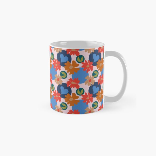 Fashionable Autumn Fall Floral Heart Leaves Dots Pattern Classic Mug