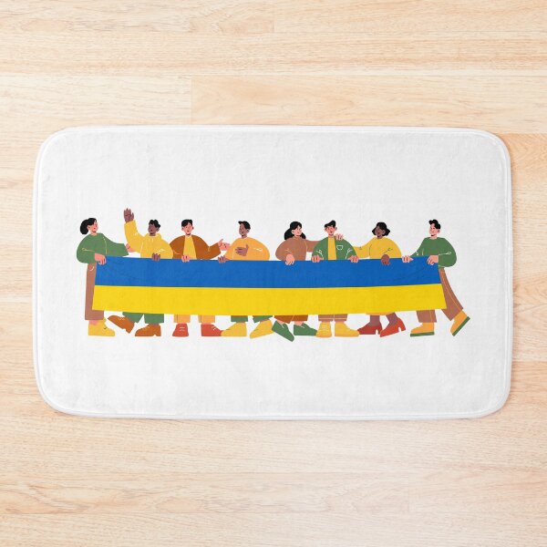 Item preview, People Holding Ukrainian Flag Strike Protest  designed and sold by KandMe.
