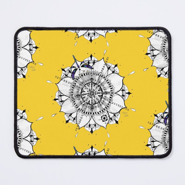 Item preview, Mandala Blue Dragonfly Yellow Prepare For Swift Action Yellow designed and sold by SpiritGifts.