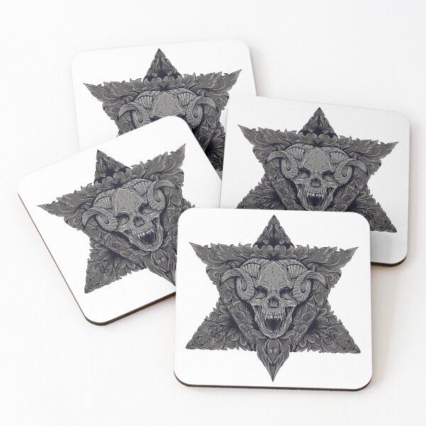 Item preview, Devil skull art work with engraving ornament designed and sold by JTS STORE.