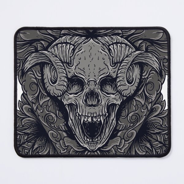 Item preview, Devil skull art work with engraving ornament designed and sold by JTS STORE.