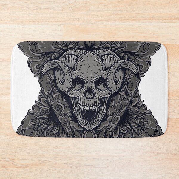 Item preview, Devil skull art work with engraving ornament designed and sold by JTS STORE.