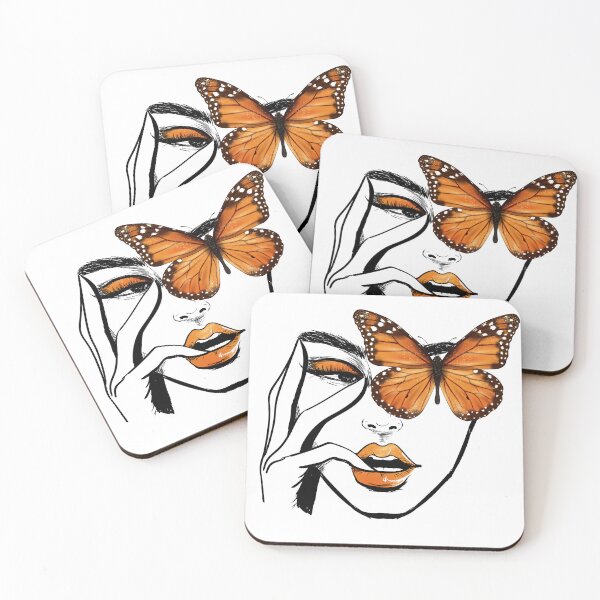 Item preview, Aesthetics Girl Thinking With Monarch Butterfly Eye Makeup designed and sold by Ngan-Jasmine.