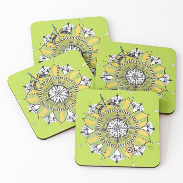 Item preview, Mandala Dragonfly Yellow Green Colours Prepare For Swift Action Lime Green designed and sold by SpiritGifts.