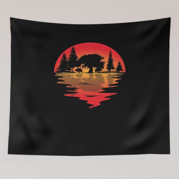 Item preview, Outdoor Nature Camping People Hiker Trees Reflection Sunset designed and sold by DoSt-997.