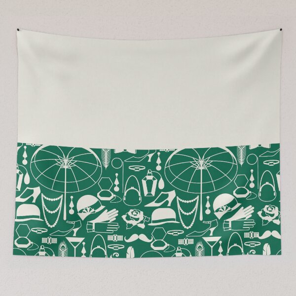 Item preview, Christmas Green1920s Vintage Fashion on Antique White Horizontal Split designed and sold by HiddenPuppets.