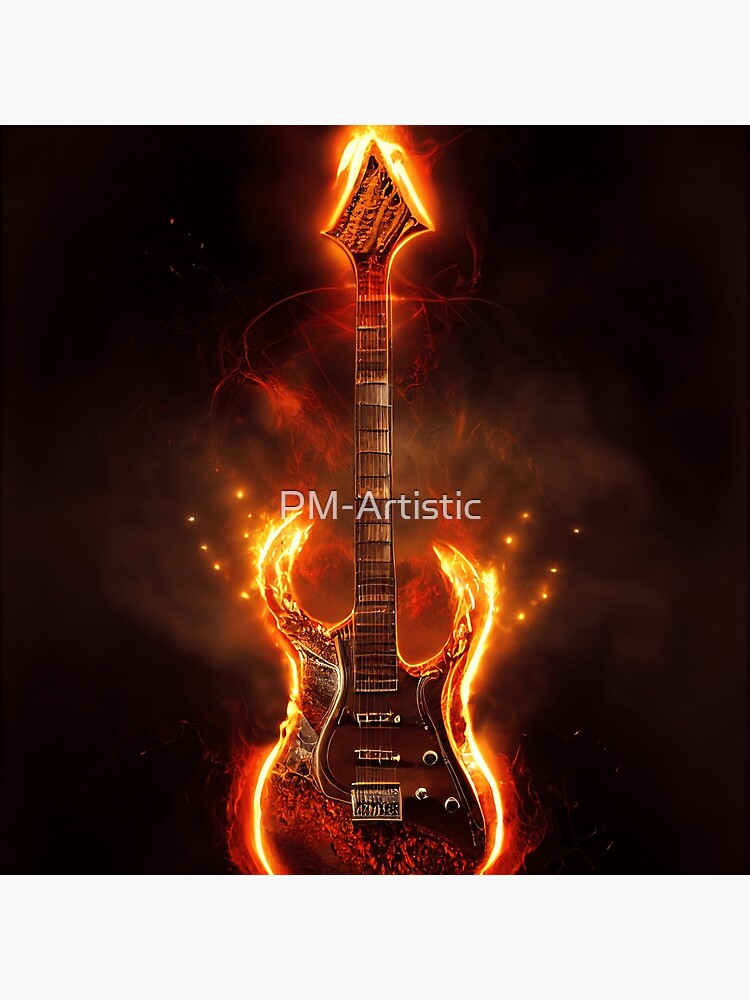 "Heavy metal electric guitar with flames version 4" Poster for Sale by
