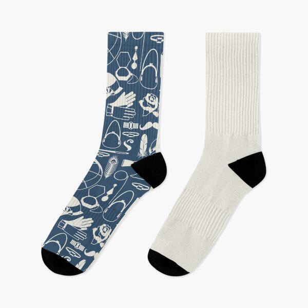 Item preview, Pale Navy Blue 1920s Vintage Fashion on Antique White Vertical Split designed and sold by HiddenPuppets.