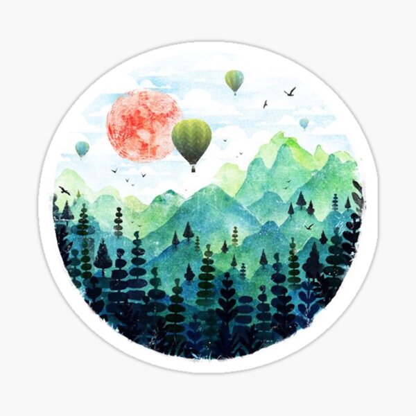 Mountains and hot air balloons  Sticker