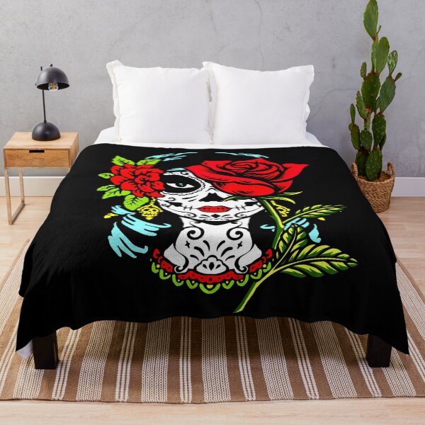 Item preview, La Catrina Santa Muerte Rose Sugar Skull Calavera Dia De Los Muertos designed and sold by Ngan-Jasmine.