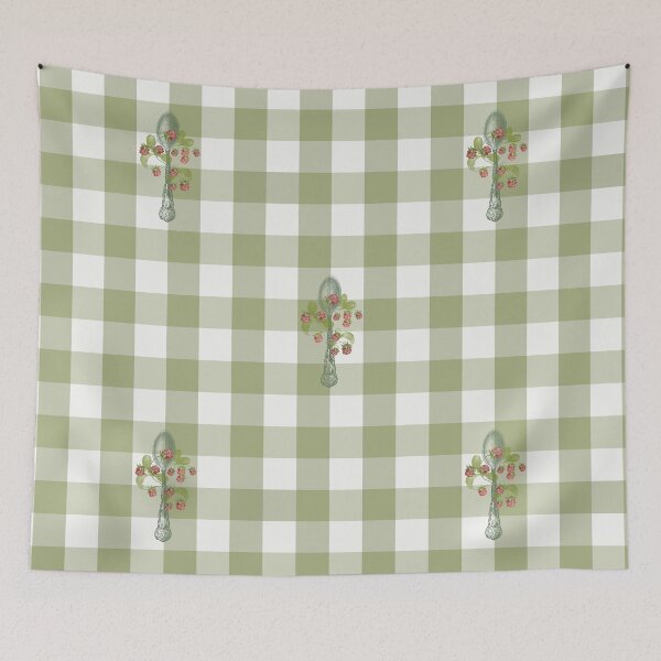 Item preview, Gingham checks with spoon and raspberries designed and sold by MLTDesignLab.