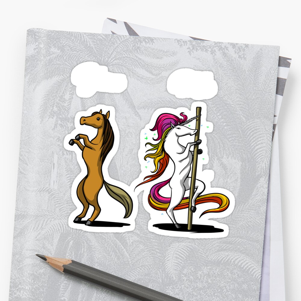 "Unicorn Pole Dancing Funny You Me Rainbow Cute Cartoon" Stickers by