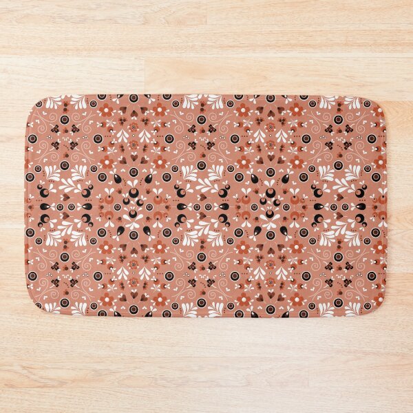 Item preview, Floral folk pattern on orange background designed and sold by IlustraDeni.