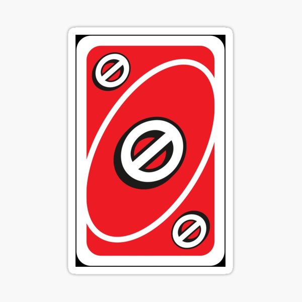 Red Uno Reverse Card Sticker for Sale by SnotDesigns