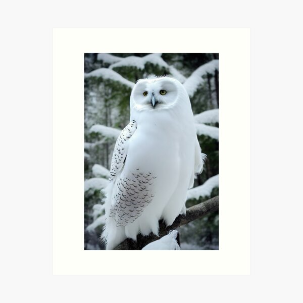 Item preview, Majestic white snow owl in the forest photograph designed and sold by RK - Shop.