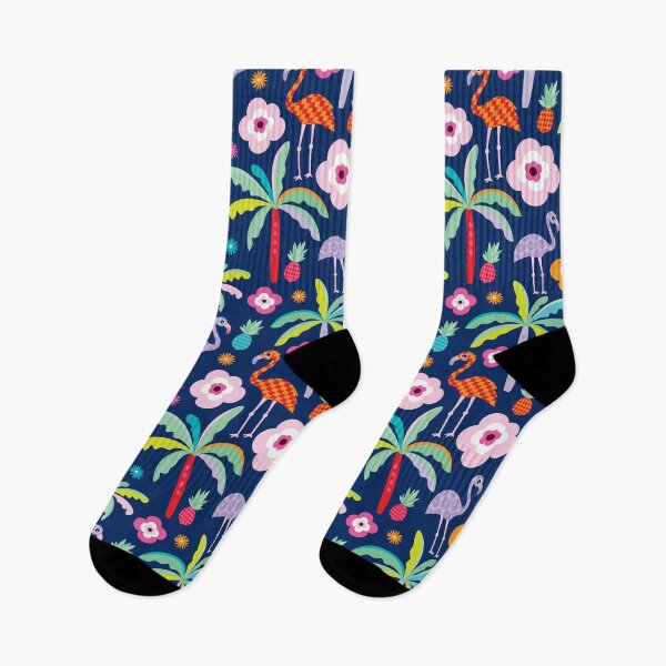 Artikelvorschau, Flamingo Paradise - Navy entworfen und verkauft von Rainbows Galore.